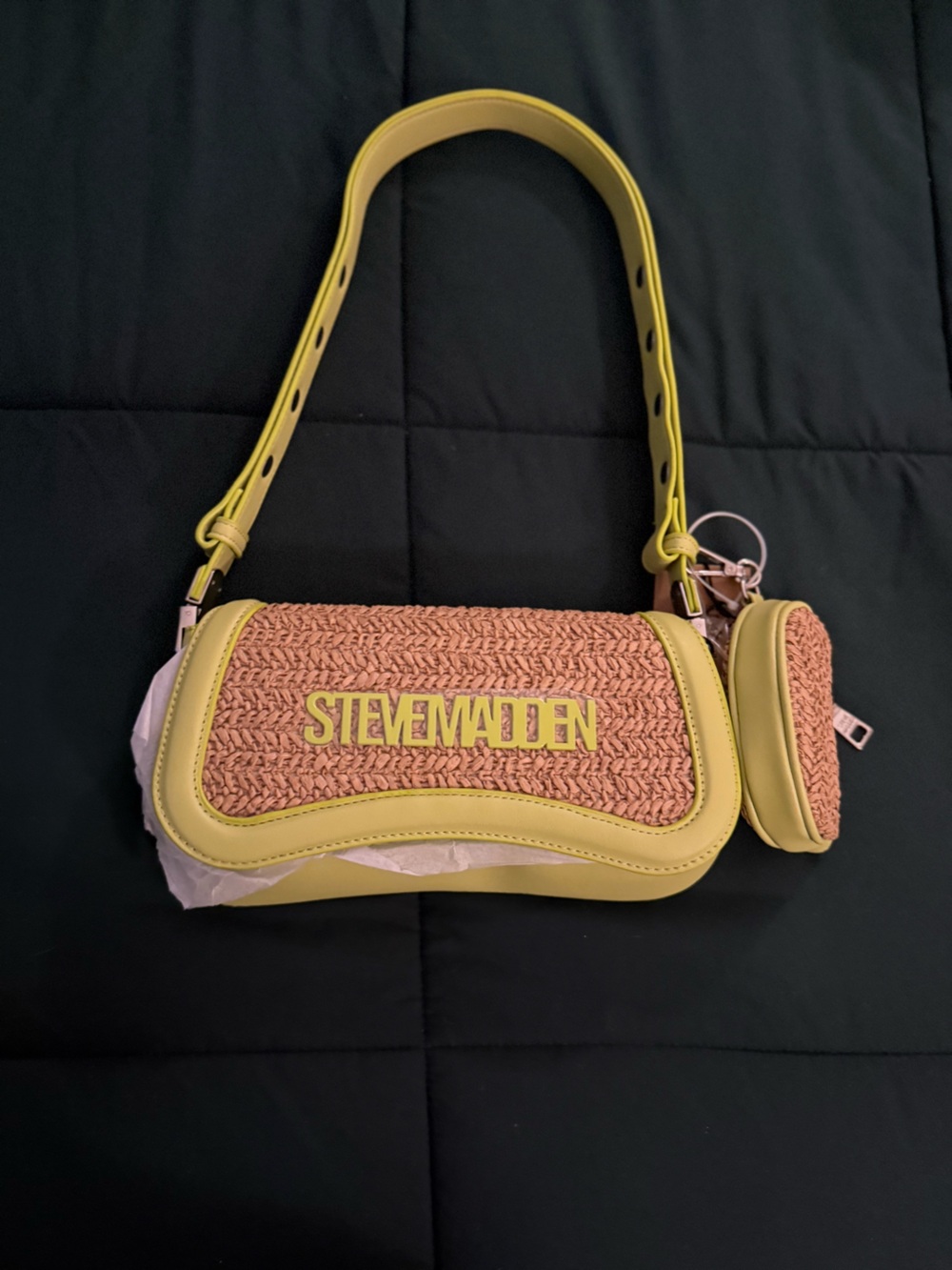 Steve Madden Green- Woven Purse with Attached Pouch **NWT